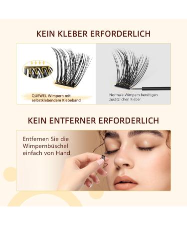 Self-Adhesive Eyelash Clusters - QUEWEL Natural Look No Glue Required 40 Pcs Reusable DIY Extensions for Beginners (ZN05) - Buy Online on GoSupps.com