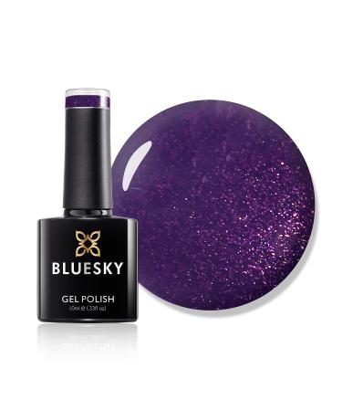 Bluesky Gel Nail Polish Plum Shine A003 Dark Glitter Plum Purple Long Lasting Chip Resistant 10 ml (Requires Drying Under UV LED Lamp)