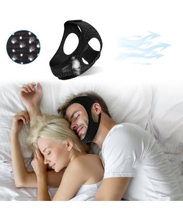 Breathable Anti-Snore Chin Strap | Stop Snoring Sleep Belt for Men & Women - Jaw Support Solution (Black - Buy Online on GoSupps.com
