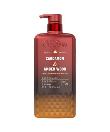 Old Spice Body Wash for Men The Spice Alchemist Collection 24/7 Cologne Infused Hydration No Trade Off Formula Free of Phthalates Silicones & Dyes Cardamom + Amber Wood Scent 20 oz