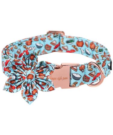 Unique Style Paw's dog collar with flower comfortable cotton dog collar adjustable turkey flower bracelet for young girls dogs flower neck band with metal buckle m neck 34.3-55.9 cm m F: T rkiPartei