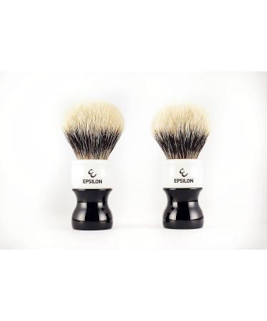 Premium Epsilon Shaving Brush - White & Black Stripes | 55mm/26mm | International Shipping Available - Buy Online on GoSupps.com