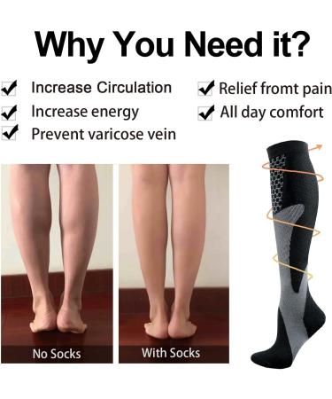 Yuedge Compression Stockings for Men & Women - 15-20 mmHg Support Socks for Running Travel & Sports - 3 & 5 Pair Options Available in Black - Buy Online on GoSupps.com