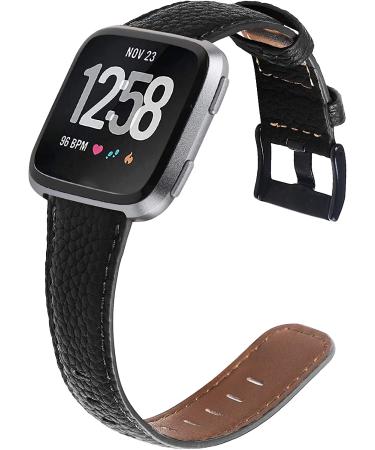 EZCO Leather Bands Compatible with Fitbit Versa/Versa 2 / Versa Lite  Vintage Genuine Leather Band Replacement Strap Wristband Accessories Man Women 5.5â-7.8â Wrist Compatible with Versa Smart Watch Black - Buy Online on GoSupps.com