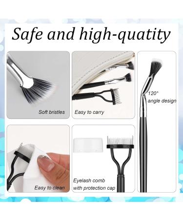 3PCS Multifunctional Mascara Fan Brush Set - Scalloped Lash Comb & Eyelash Separator for Perfect Lashes | Makeup Tool for Upper & Lower Eyelash Care - Buy Online on GoSupps.com