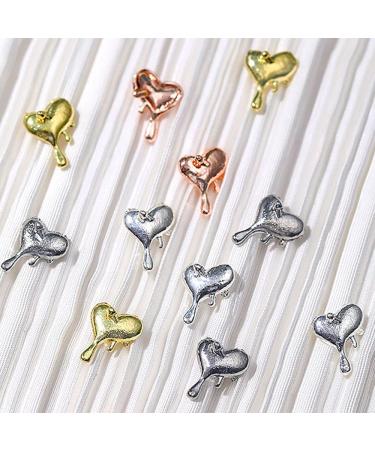 20pcs 3D Alloy Heart Nail Charms - Droplets Lava Heart Shape Art Charms for Nails - Punk Chrome Charms - Irregular Molten Love Metal Jewelry & Accessories - Buy Online on GoSupps.com