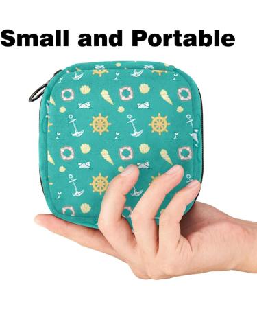 Stylish Menstrual Pad Bag with Zipper - Ladies Napkin Pouch & Tampons Collection Bag for Women & Girls (Compass Anchor) - Buy Online on GoSupps.com