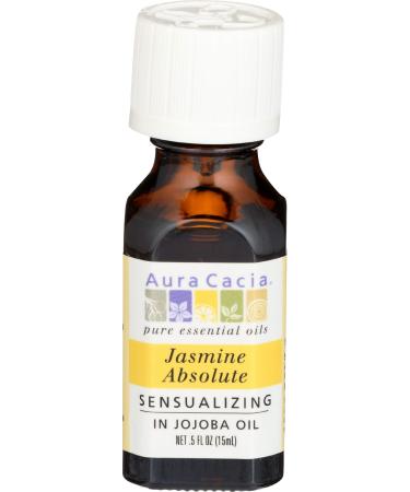 Aura Cacia Oil Essential Jasmine Absolute in Jojoba 0.5 Fl Oz