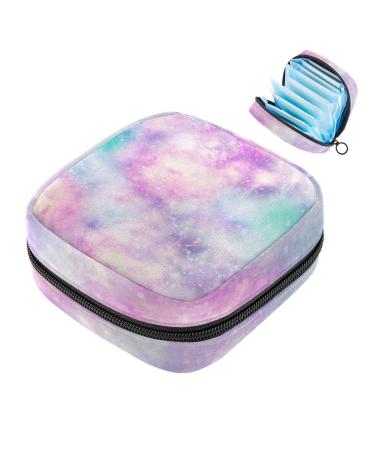 Galaxy rainbow pink pattern sanitary napkins storage bag menstruation pad bag pocket portable menstrual cup pocket with zipper for teenage girls women women women
