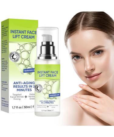 Instant Face Lift Cream Temporary Skin Lifting & Tightening Cream with Hyaluronic Acid Visibly Firming Wrinkles and Sagging Skin for Face & Neck Smooth Fine Lines Green