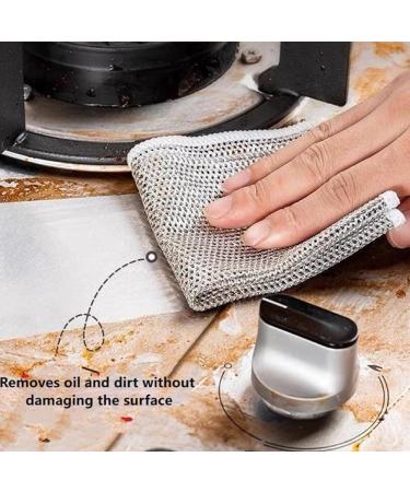 10Pcs Double Stainless Steel Scrubber Multipurpose Wire Dishwashing Rags for Wet and Dry Multifunctional Non-Scratch Wire Miracle Cleaning Cloths Dishcloth Pads - Buy Online on GoSupps.com
