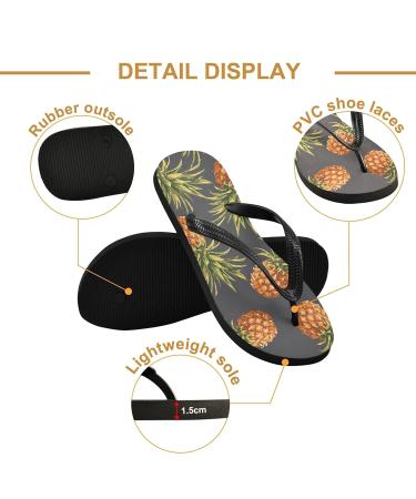 Mnsruu Gray Pineapple Flip Flops - XXL Comfort for Home Hotel Spa & Travel | Unisex Men & Women - Buy Online on GoSupps.com