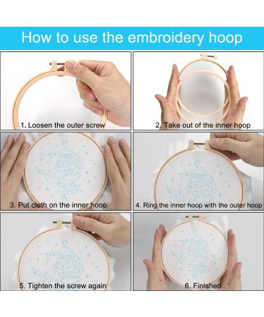 Anidaroel Embroidery Starter Kit for Adults - 3 Sets Stamped Cross Stitch Kits with Fabric, Hoops, Threads, Needles - Beginner Embroidery Set - Buy Online on GoSupps.com