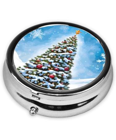 Christmas Trees Pill Box | 3 Compartment Portable Travel Medicine Organizer | Mini Decorative Pocket Purse for Vitamins & Tablets - Buy Online on GoSupps.com