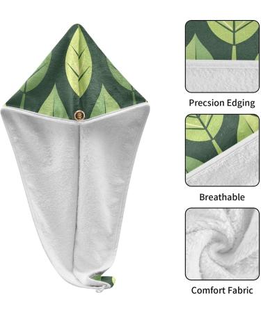 Leaf Hair Towel 2 Pack - Super Absorbent Quick Dry Hair Turbans with Button Wrap for Women & Girls | Shop Internationally - Buy Online on GoSupps.com