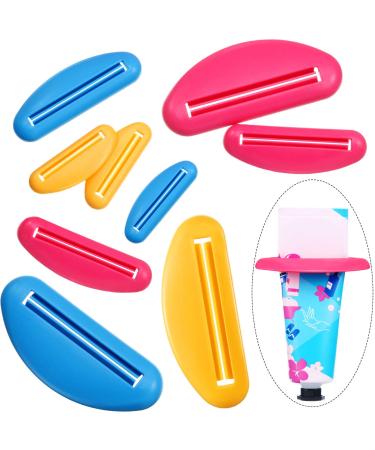9 Pieces 3 Size Toothpaste Tube Squeezer Dispenser, Plastic Toothpaste Clips for Bathroom, Squeezers Tool for Toothpaste, Hand Cream, Paint Tube, Cosmetics (Rose Red, Blue, Yellow)