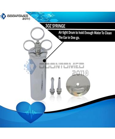 OdontoMed2011 3oz Brass Ear Wax Removal Syringe - High Quality Veterinary Instrument with Chrome Finish - Buy Online on GoSupps.com