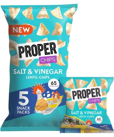 PROPER Chips Salt & Vinegar Lentil Chips 5 x 14g (70g) - Vegan Gluten Free Snacks - Buy Online on GoSupps.com