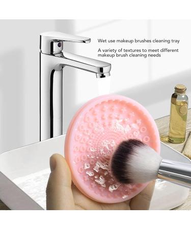 Portable Makeup Brush Cleaner Mat - Wet/Dry Use with Color Removal Sponge - Pink - Buy Online on GoSupps.com