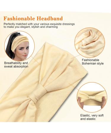 4 Pack Women's Elastic Headbands - Fashionable Boho Hair Bands in Leopard Print & Solid Colors - Buy Online on GoSupps.com