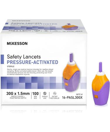 McKesson Safety Lancet 30 Gauge Needle 1.5mm Depth - Box of 100 - Buy Online on GoSupps.com