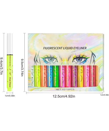 Matte Face Glitter | Colored Eyeliners | 12 Eyeliners Set Face Painting Liner Pigmented Graphic Liners Waterproof Neon Eyeliners Fluorescent Makeup Liner Perfect Use for Woman - Buy Online on GoSupps.com