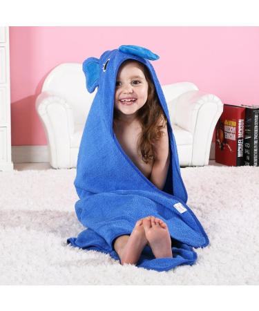 Cooky.D Premium Cotton Animal Face Hooded Baby Bath Towel 90x90cm (Blue Elephant) - Boys Girls 0-6 Years - Buy Online on GoSupps.com