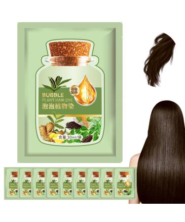 10 PCS Natural Hair Dye Long-lasting Refreshing 30ml Bubble Hair Dye Plant Extract Bubble Hair Shampoo for Grey Hair Color Women Home Salons (Coffee Color)