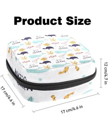 Portable Sanitary Napkin Storage Bag - Marine Design with Dolphin Sea Turtle & Fish - Ideal for Menstrual Cup & Women's Period Needs - Buy Online on GoSupps.com