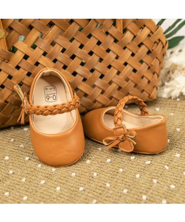 CENCIRILY Baby Girl Mary Jane Shoes | Anti-Slip Soft Sole Princess Wedding Flats | 12-18 Months Brown - Buy Online on GoSupps.com