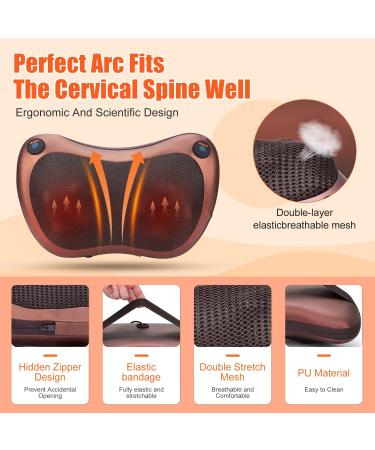 Shiatsu Massage Pillow & Device - Electric Back & Neck Massager with 18 Rotating Heads 3 Speeds - Ideal for Home Office & Car | International Shipping Available - Buy Online on GoSupps.com