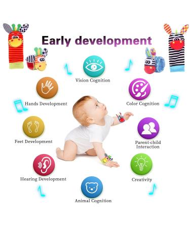 Accevo 4PCs Rattles Baby Socks & Toys | Newborn Early Education Gifts for 0-6 Months | Multicolor Baby Toys for Boys & Girls - Buy Online on GoSupps.com