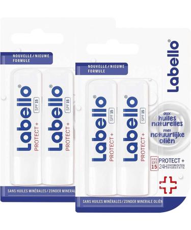 NIVEA Labello Protect Lip balm enriched with natural oils and SPF 15 sun protection Lip care Long-lasting hydration for 24 hours - Buy Online on GoSupps.com