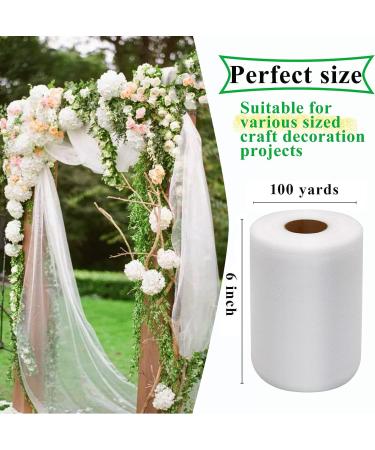 White Tulle Fabric Roll - 6 Inch x 100 Yards - Perfect for DIY Tutus, Wedding Decor, and Crafts - Buy Online on GoSupps.com