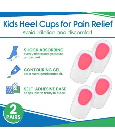ViveSole Kids Heel Cups - Pain Relief Cushions for Plantar Fasciitis & Severs Disease - Silicone Gel Inserts for Shoes - X-Small Pink - 2 Pairs - Buy Online on GoSupps.com