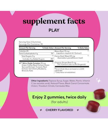 Lemme Play Daily Intimacy Gummies for Women and Men w/Clinically-Studied S7 Nitric Oxide Complex for Healthy Blood Flow Maca Root Goat Weed - Cherry Flavored (60 Count) - Buy Online on GoSupps.com