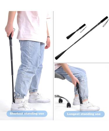 Telescopic Metal Shoe Horn - Long Handle 14.5-37 inches, Aluminum Alloy, Black - Buy Online on GoSupps.com