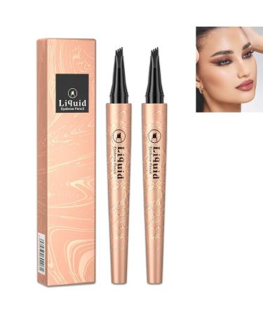 Magic Eyebrow Pencil Magic 3D Waterproof Microblading Eyebrow Pencil 4 Tipped Precise Brow Pen Fine Stroke Microblading Eyebrow Pencil Natural Lasting &waterproof (2# Dark Brown*2pcs)