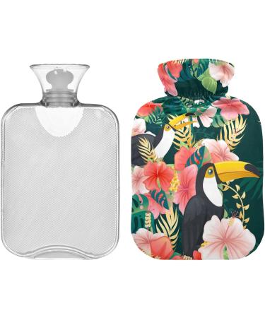 Naanle 1L Heat Bottle with Cover - Tukan Bird Hawaii Floral | Hot Water Bottle for Pain Relief & Therapy - Buy Online on GoSupps.com