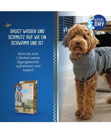 Royal Dry Bathrobe Dog | Microfiber Dog Bathrobe for Large Dogs | Grey | Back Length 60-68 cm | Best International Shipping - Buy Online on GoSupps.com