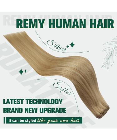 Runature Real Hair Extensions - 55cm Gold Blonde Highlight Tress for Sewing | 100g Light Blonde Human Hair Treats #16P24 - Buy Online on GoSupps.com