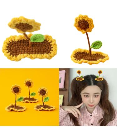 AJOIDR Delicate Sunflower Crocheted Barrettes Clip Harajuku Hairpin Sweet Girls Side Clip Harajuku Lady 3D Sunflower - Buy Online on GoSupps.com