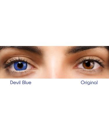 Buy Blue Crazy Colored Contact Lenses - Annual Anime Soft Lenses for Cosplay Carnival & Halloween | 2 Pieces + Containers - Buy Online on GoSupps.com