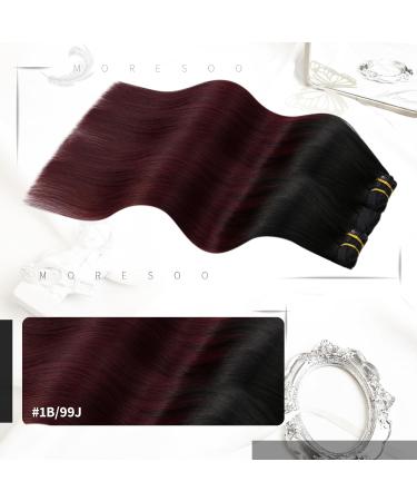 Moresoo 24 Inch Balayage Clip in Hair Extensions - Natural Black to Wine Red Ombre - 7 Pieces/120g - Buy Online on GoSupps.com