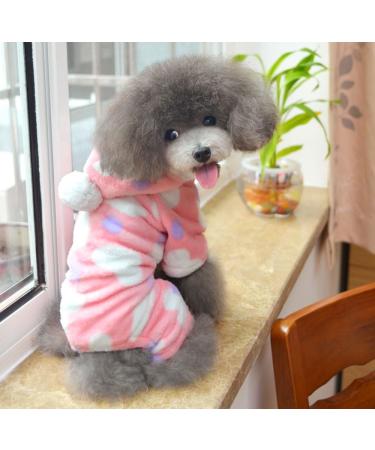 smalllee_lucky_store Small Dog Fleece Pajamas Pyjamas Pjs Dog Outfits Puppy Jumper Hoodie Jumpsuit Doggie Pullover Yorkie Chihuahua Clothes Heart Print Pink XL XL Heart - Buy Online on GoSupps.com