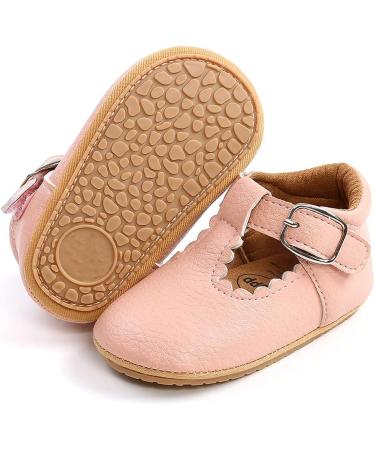 Baby Anti-Slip First Walking Shoes - Soft Sole Toddler Sneakers for 12-18 Months - Wide Pink PU Leather Prewalkers with Sock - Buy Online on GoSupps.com