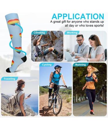 ACWOO Compression Socks 6 Pairs for Women & Men - Colorful Long Tube Non-Slip Flight Running Sports Socks - S-M Multi-color - Buy Online on GoSupps.com