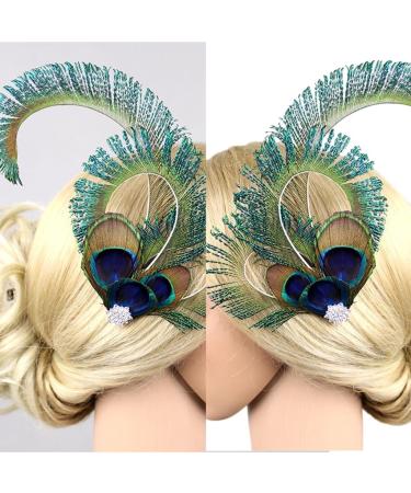 hgnxa TeaParty Fascinator Hair Clip for Party Wedding Women PeacockFeather Fascinator Hair Pin Ethnic Style Church Headdress - Buy Online on GoSupps.com
