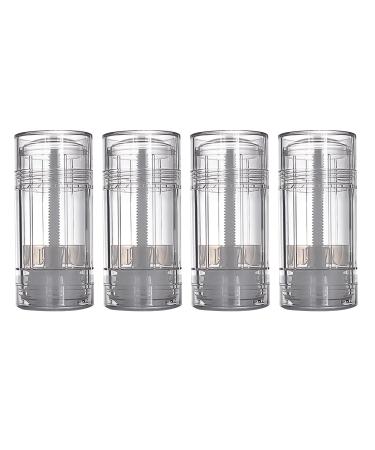 Miaija 4Pieces Deodorant Tube Clear Empty Refillable Plastic Soft Tubes Lip Balm Tubes Round Shape Bottom Filling Stick Twist-up Deodorant Tubes for Shower Gel Body Lotion(75ml)