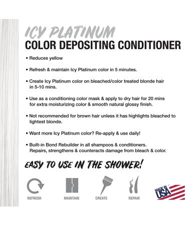 No Fade Fresh Icy Silver Platinum Hair Color Depositing Conditioner 6.4 oz - BondHeal Rebuilder Toner for Blondes, Silvers & Grays - Sulfate, Paraben & Ammonia Free - Buy Online on GoSupps.com